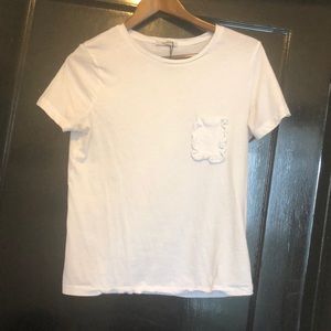 Zara white T-shirt with ruffle pocket size US 6